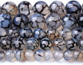 12MM Black Dragon Vein Agate Stone Beads Natural Gemstone Round Loose Beads for Jewelry and Bracelets Making 32pcs 15"