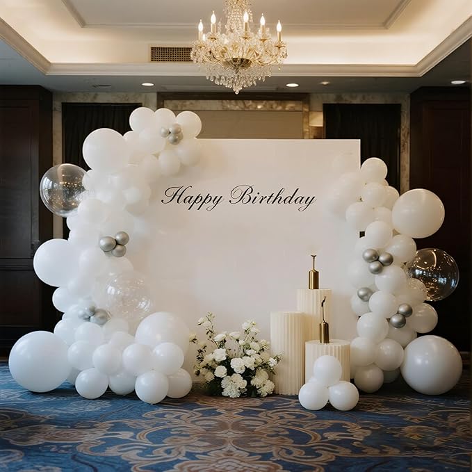 140pcs White Round Balloons Different Sizes 18 12 10 5 Inch Latex Balloons for Arch Decoration Party Balloon Kit for Graduation Birthday Party Wedding Balloon Baby Shower Decoration