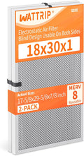 2-Pack 18x30x1 MERV 8 Reusable & Washable Electrostatic Air Filters - Long-Lasting Filter for HVAC, Furnace & Air Conditioner Units, Actual Size: 17-5/8” x 29-5/8” x 7/8”