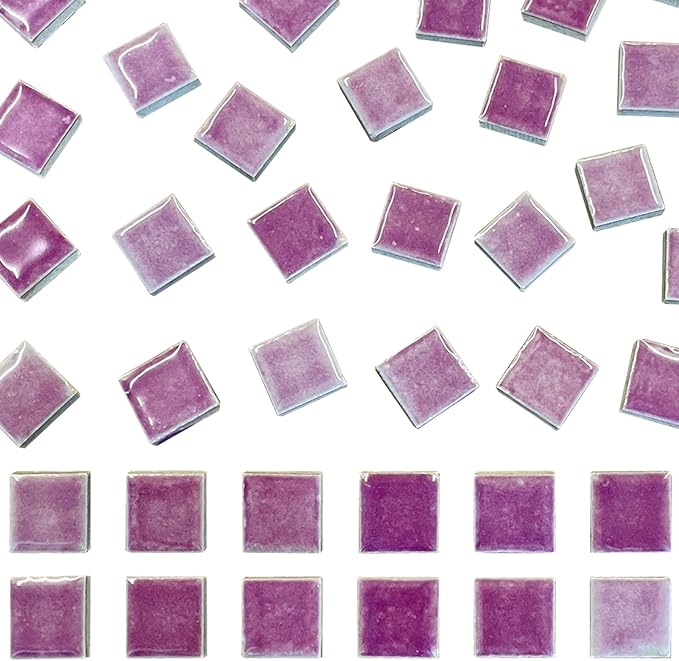 50 Pieces Purple Red Mosaic Tile for Crafts 1" Ceramic Tile Assorted Colors Square Ceramic Mosaic Project Supplies for Photo Frame Mosaic Stepping Stones Bath Old Pool Furniture Decor