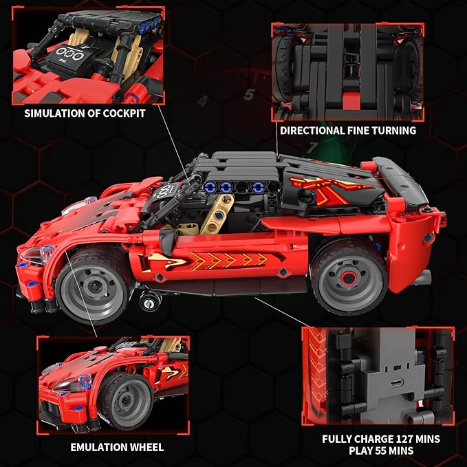 Remote Control Racing Car Building Kit, Compatible with Lego STEM Toys for Kids 2 in 1 Model Car Kit 425 PCS, Gifts Toys for Age 6-12 Years Old Kids Boys