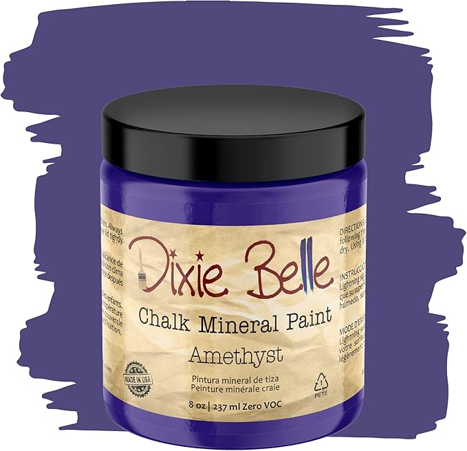 Dixie Belle Paint Company Chalk Finish Furniture Paint - Amethyst (8oz) - Matte Deep Purple Chic Chalk Mineral DIY Furniture Paint