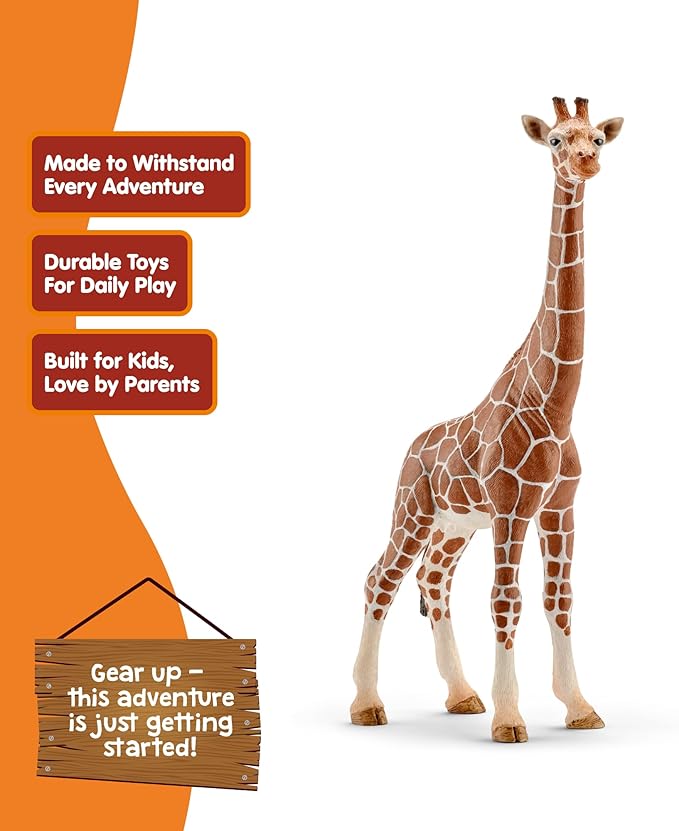 Schleich Wild Life Realistic Female Giraffe Animal Figurine - Authentic Detailed Wild Female Giraffe Toy for Boys and Girls Education Imagination and Play, Highly Durable Gift for Kids Ages 3+