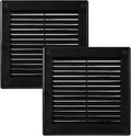 Vent Systems 8" x 8" Inch (Opening Dimensions) - Pack of 2 - Black Plastic Soffit Vent Cover - Durable Square Air Vent Grille with Mesh Screen - Ventilation Grill Wall, Ceiling Indoor, Outdoor