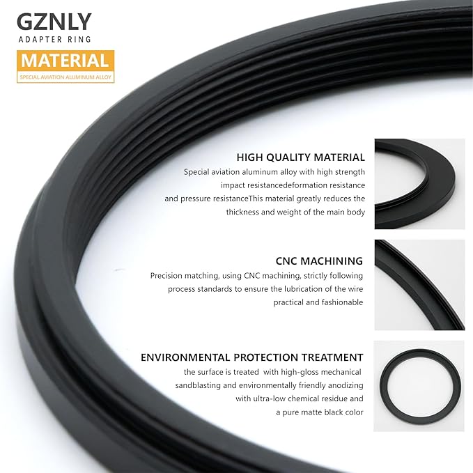 40.5mm to 67mm Step-up Adapter Rings Filter Adapter Black Metal Step Down Filter Ring Adapter Compatible with All Brand UV CPL ND Camera Lens Filter Stepping Rings (40.5mm-67mm)