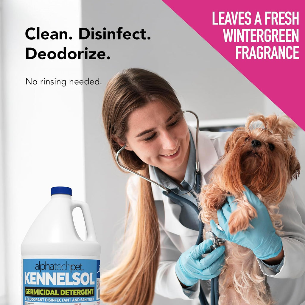 ATP KennelSol 1-Step Kennel Cleaner - 1 Gallon Liquid Disinfectant, Effective Against Bacteria and Viruses, Deodorizer Wintergreen Scent by Alpha Tech Pet