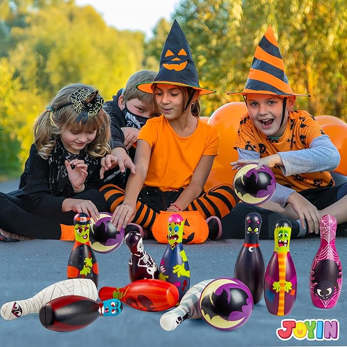 JOYIN Halloween Foam Bowling Set for Kids Toys Party Supplies, Get-Together Party, Game Day Events, Indoor Outdoor Toy Game with 10 Pins & 2 Balls Fun Sports Games, Birthday Parties