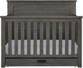 Delta Children Simmons Kids Caden 6-in-1 Convertible Crib with Trundle Drawer, Greenguard Gold Certified, Rustic Grey