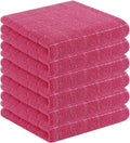 Homaxy 100% Cotton Terry Kitchen Towels(Rose Red, 13 x 28 inches), Checkered Designed, Soft and Super Absorbent Dish Towels, 6 Pack