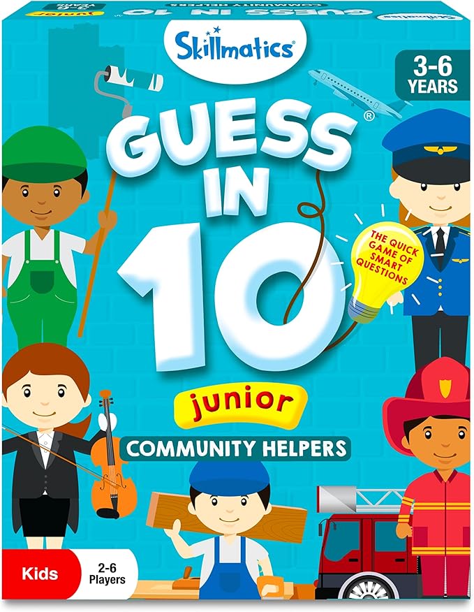 Skillmatics Guess in 10 Junior Community Helpers for Boys, Girls, and Families Who Love Card Games, Board Games & Educational Toys, Travel Friendly, Gifts for Ages 3, 4, 5, 6