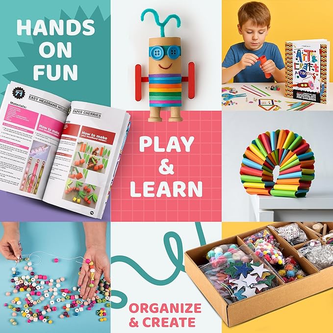 3000+ Pcs Arts and Crafts Supplies & Materials for Kids - Ultimate Bulk Craft Kit for Boys & Girls with 99 Activities Book for Ages 3-5, 4-6, 6-8, 8-12