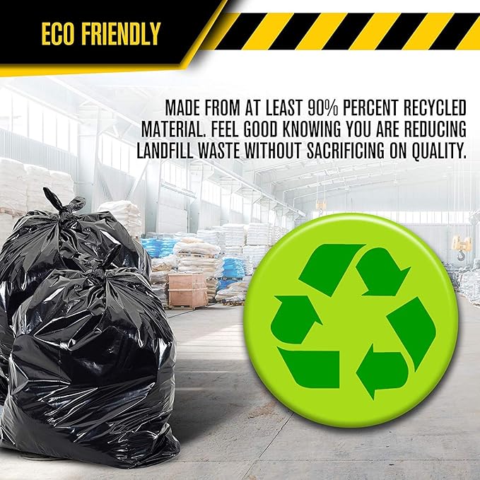 Aluf Plastics Heavy Duty 55 Gallon Trash Bags - (Large 50 Pack/w Ties) - 2 MIL Industrial Strength Plastic Drum Liners 38' x 58' Professional Black Garbage Bags for Construction, Contractors