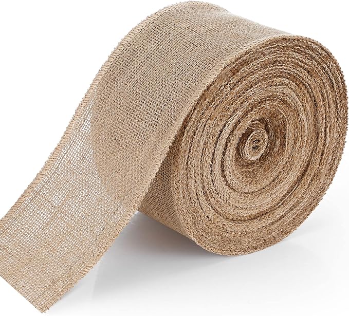 20 Yard 4 Inches Burlap Ribbon Wide Jute Ribbon Natural Burlap Fabric Roll Wired Edge for Wreaths, Christmas Tree Decoration, Big Bow Crafts, Gift Wrapping, Wedding