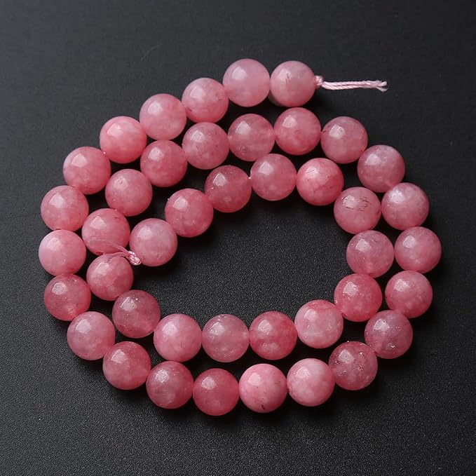 45pcs 8mm Natural Rose Pink Chalcedony Stone Round Loose Beads for Jewelry Making DIY Bracelets Necklaces Crystal Energy Healing Stone Beads 15"(8mm, Rose Pink Chalcedony)
