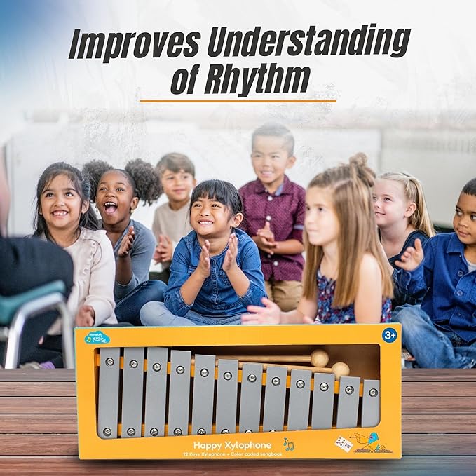 12-Note Tuned Xylophone for Toddlers & Kids – Professional Glockenspiel Musical Toy with Mallets, Guidebook & Video Tutorials – Montessori Music Instrument for Ages 3+, Gift-Ready Box