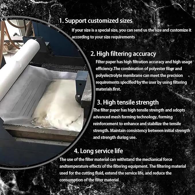 Cutting fluid filter paper, machine tool filter paper, grinder filter paper, mixed fiber material, suitable for filtering industrial oils such as cooling fluid and cutting(Size:60cmX100m（1.96x328 ft）)