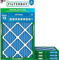 Filterbuy 11.25x19.25x1 Air Filter MERV 13 Optimal Smoke & Allergy Defense (4-Pack), Electrostatic Pleated HVAC AC Furnace Filters Replacement, Made in USA (Actual Size: 11.25 x 19.25 x 0.75)