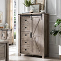 T4TREAM 5 Drawers Dresser for Bedroom w/Sliding Barn Door, Farmhouse Modern Tall Dresser 5 Chest of Drawers, Storage Organizer for Bedroom, Hallway, Living Room, Kids Room, Light Rustic Oak