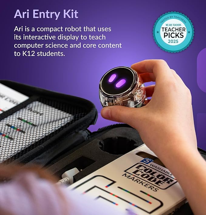 Ozobot Ari Entry Kit | Interactive Learning Robot with Touch Screen, ToF Sensor, Accelerometer, Gyroscope, and AI Integration | Hands-On STEM Education for Classrooms and Homeschool