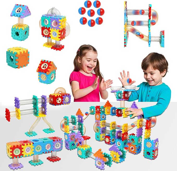 STEM Building Learning Toy, AOSITE 234PCS Marbles Run Kid Gift, Educational Race Track Construction Building Block for 5 6 7 8 9 10 11 12Years, Creative Marble Run Games Boy Girl Birthday Xmas Present