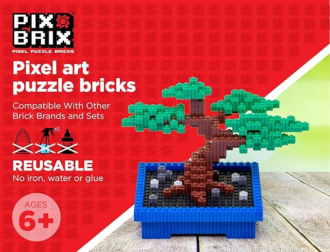 Pix Brix Pixel Art kit Puzzle Bricks - 3,000 Piece Pixel Art Container, 12 Color Medium Palette - Interlocking Building Bricks, Create 2D and 3D Builds Without Water or Glue - Stem Toys, Ages 6 Plus