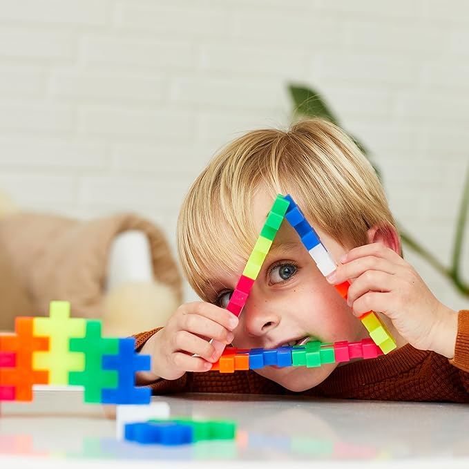 PLUS PLUS Big - Open Play Set - 100 Piece - Neon Color Mix, Construction Building Stem/Steam Toy, Interlocking Large Puzzle Blocks for Toddlers and Preschool