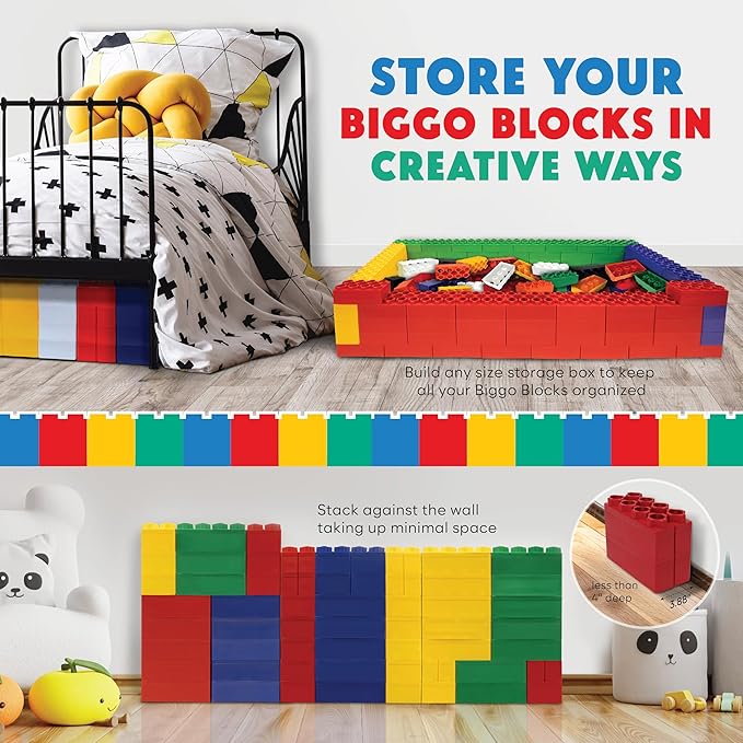BiggoBlocks Big Blocks for Kids Ages 4-8, Indoor & Outdoor Blocks for Kids Jumbo Games, Large Building Blocks (96 PC) Standard Set