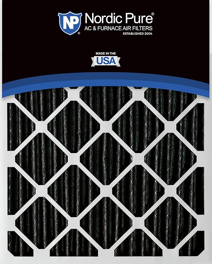 Nordic Pure 20x25x2 (Actual Size: 19 1/2 x 24 1/2 x 1 3/4) Furnace Air Filters MERV 10 Pleated Plus Carbon 12 Pack