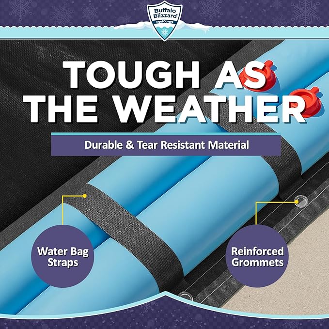 Buffalo Blizzard Economy 30 ft x 50 ft Rectangular Winter Pool Cover | Black/Blue | Closing Inground Swimming Pools | Easy to Install | Heavy Duty, Cold & UV Resistant | Shields from Seasonal Debris