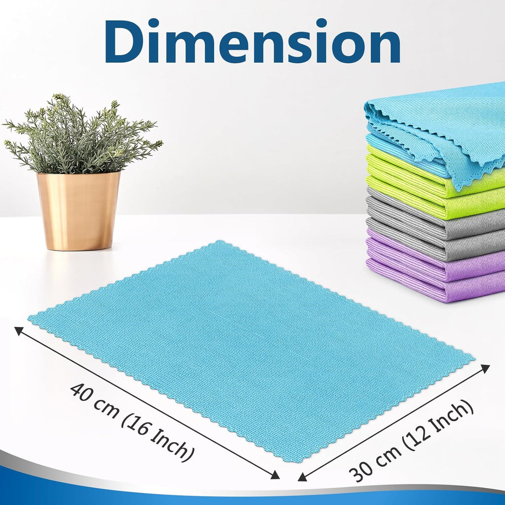 Microfiber Cleaning Cloth Glass Window Stainless Steel Mirror Polishling Rags Eyeglass Windshield Household Nano Sparkle Cloth Lint Free Cloth Cleaning Supplies Shiny Wipes, Pack of 8, 16" x 12"
