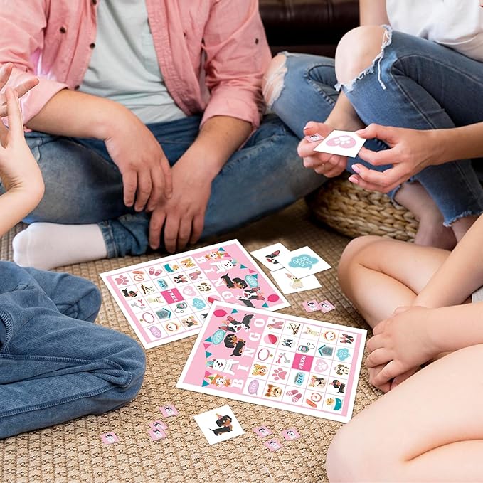 Puppy Dog Party Bingo Game Cards(24 Players), Animal Themed Bingo Card for Family Friend Adult, Large Group Holiday Doggie Party Activity Favor Decoration Supplies -004