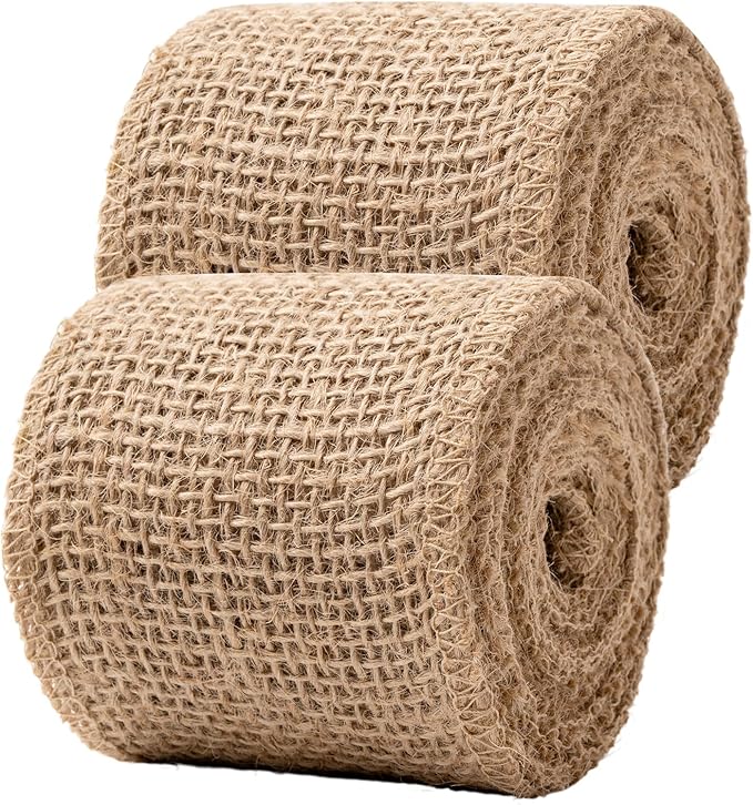 Natural Burlap Fabric Roll 10 Yards, 3 Inch Jute Ribbon for DIY Gift Wrapping, Craft Projects, Wedding, Christmas, Home Decoration (7.5 cm, 3 in)