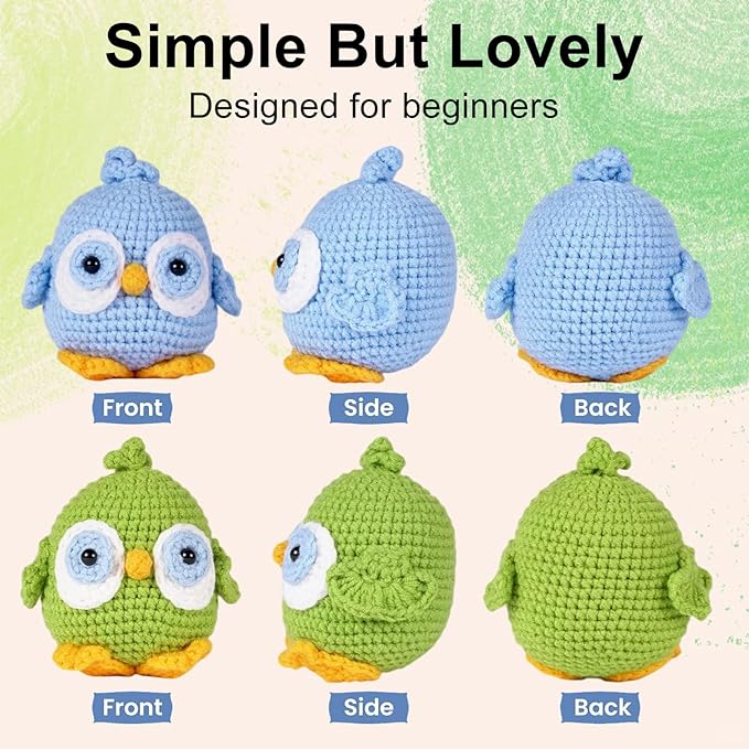 Utook Crochet Kit for Beginners，Crochet Starter Kits,Crochet Kits for Beginners Adults and Children, with Instructional Videos and Paper Tutorials, Handmade Crafts, Holiday Gifts (Bird)