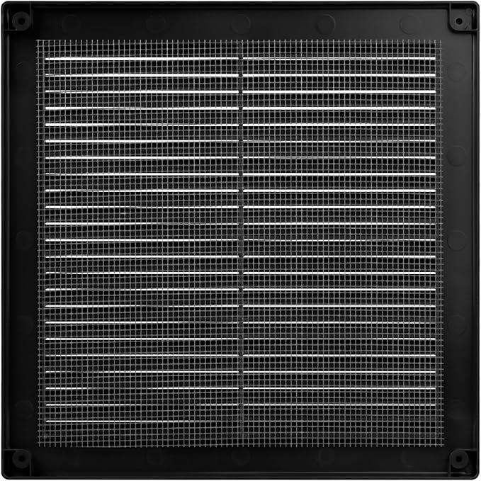 Vent Systems 8" x 8" Inch (Opening Dimensions) - Pack of 50 - Plastic Black Soffit Vent Cover - Flat Square Air Vent Grille - Air Vent Deflector - HVAC 10" x 10" Inch (Overall Dimensions)