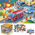 Jumbo Floor Puzzle for Kids,Fire Rescue Jigsaw Large Puzzles,48 Piece Firefighter Fireman Fire Truck Puzzle for Toddler Ages 3-5,Children Learning Preschool Educational Toys,Gift for 4-8 Years Old