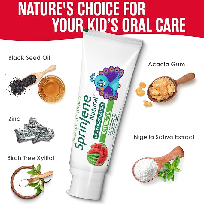 SprinJene Natural Kids Toothpaste, Strawberry | Natural Children’s Toothpaste | Fluoride Free Toothpaste for Toddlers | 4 Pack