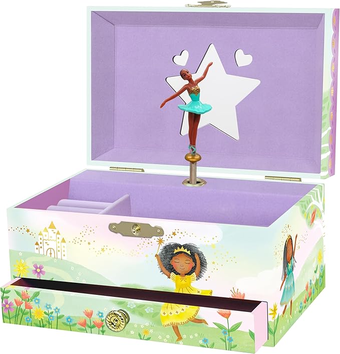 Musical Ballerina Kids Jewelry Box - Girls Jewelry Box with Mirror, Ballerina Gifts for Girls Age 4-6