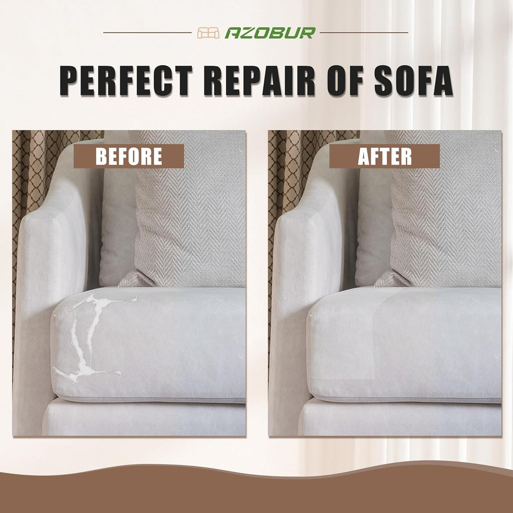 Azobur Fabric Couch Repair Patch 8.3 x 11 inches,Self-Adhesive Fabric Repair Patch for Furniture,Handbag,Sofa,Car Seats-(Light Brown)