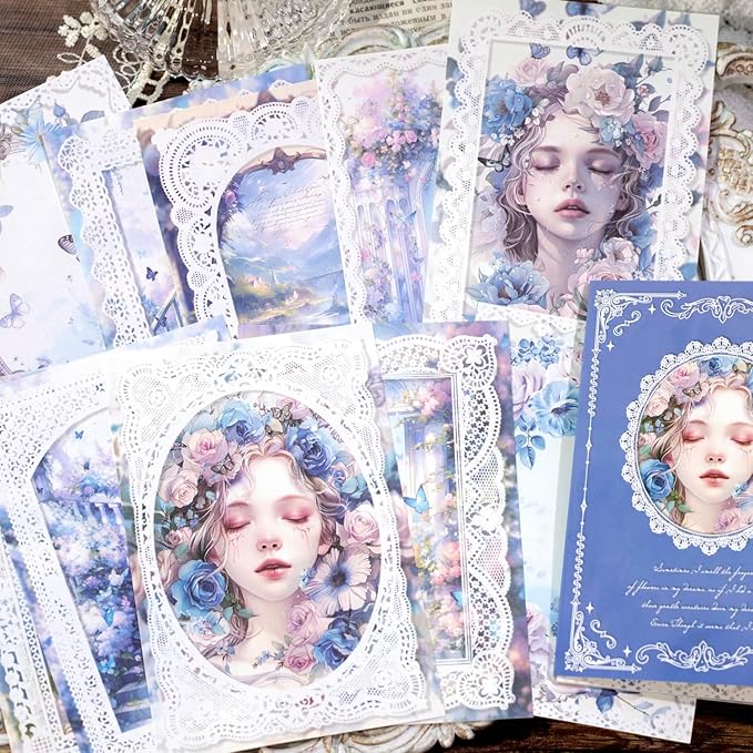 Lace border Scrapbook Paper Set, 150 PCS Goddess of romance Ephemera Pack for Junk Journaling, Scrapbooking, Crafting, DIY Projects, Diaries, and Art Supplies