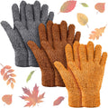 Patelai 3 Pairs Microfiber Plant Dusting Gloves Leaf Cleaning Gloves for Indoor Plants, Blinds, Furniture, House(Medium,Orange, Brown, Dark Gray)