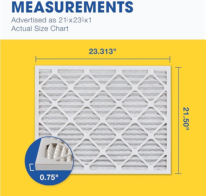 Aerostar 21.5x23.3125x1 MERV 8-12 Count - High Efficiency Pleated HVAC, Furnace & Air Conditioner Filters - Removes Dust, Lint, Mold & Allergy-Causing Pollen