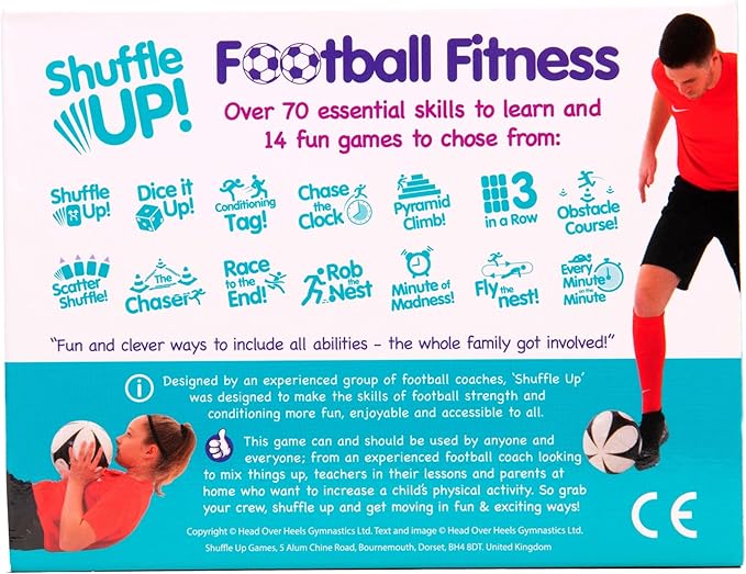 Shuffle Up Soccer Card Games - 70+ Fun & Active Skills Cards for Kids, Fitness Cards Develop Fundamentals, Stamina & Strength, Easy to Play for Kids | Multiple Skills Level Card Include 2 Dices