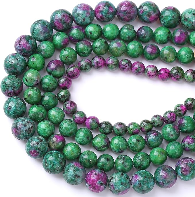 60pcs 6mm Natural Epidote Zoisite Stone Beads for Jewelry Making DIY Bracelet Necklace Accessories 15" Energy Healing Power Stone Beads
