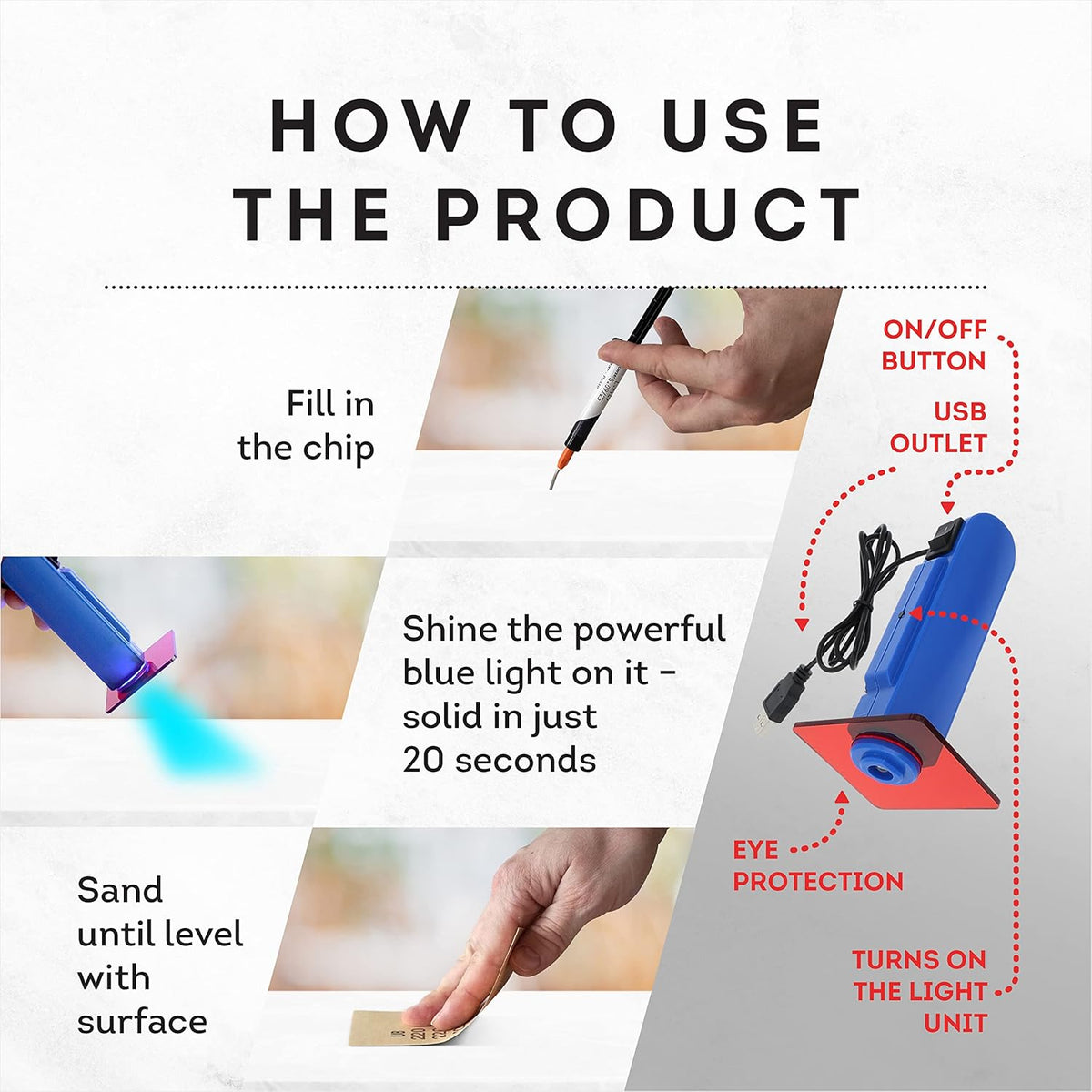 Tile Repair Kit by Stowsen - Also Works as Bathtub Repair Kit I Ideal to Fix Your Broken Chip or Crack on Marble, Corian, Porcelain and Granite Countertops
