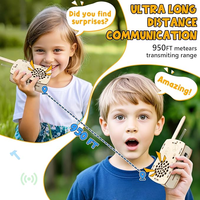 Stem Projects Walkie Talkies Toys for Boys Age 8-12 12-14 Science Kit Building Own DIY Electronics Kit for Kids Science Experiments Kid 9-12 Boy Toys Birthday Gift 8 9 10 11 13 Year Old Teen Girl