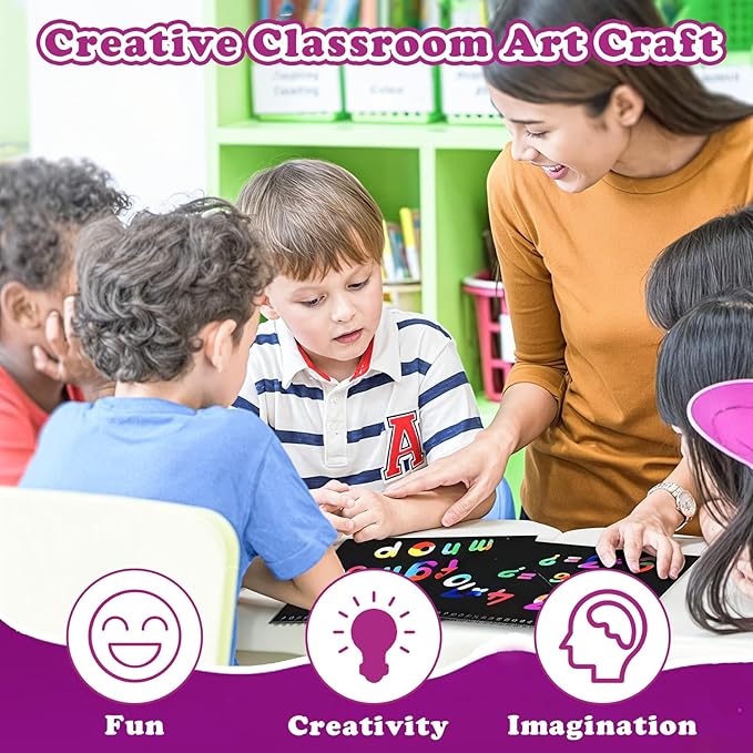 HXDOGSP Scratch Art for Kids: 28 Pack Rainbow Scratch Paper Party Favors - Art Crafts Notebook Suitable for Birthday Gifts/School Crafts Kit/Classroom Prizes for Girls and Boys Aged 4-12