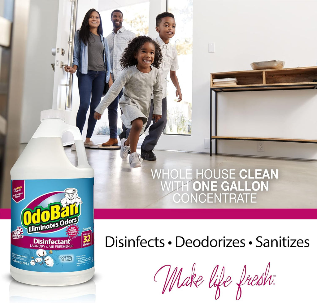OdoBan Disinfectant Concentrate and Odor Eliminator, Made in the USA, Cotton Breeze Scent, 2 Gallons