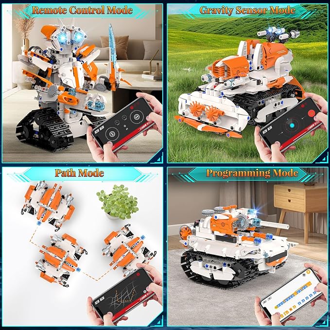 5in1 STEM Robot Building Toys for Kids, Remote & APP Controlled Robot Car Tank STEM Building Kit for Kids Science Learning, 689 Pcs DIY Building Blocks Set Gifts for Age 6 7 8 9 10 11 12+ Boys & Girls