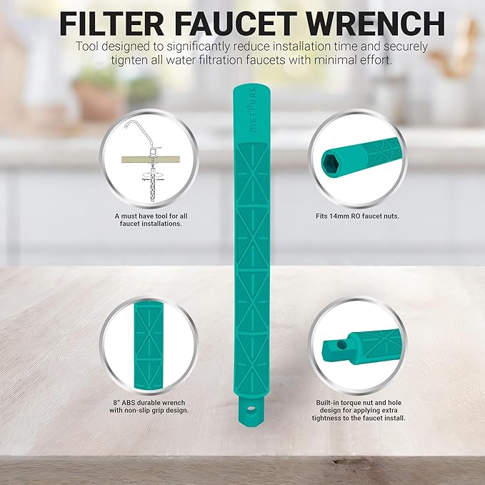 Metpure Non-airgap NSF Certified RO Faucet Reverse Osmosis Drinking Water Filtration System Water Dispenser Spout (Brushed Nickel). Vase Style with Faucet Wrench.