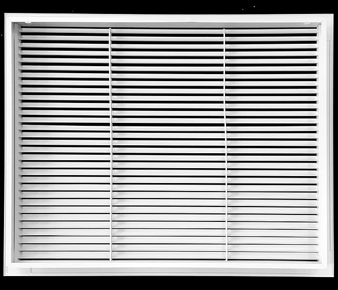 HVAC Premium 24'' X 18'' Aluminum Return Filter Grille for 1'' Filter - Easy Airflow - Linear Bar Grilles [Outer Dimensions: 26.5w X 20.5h]